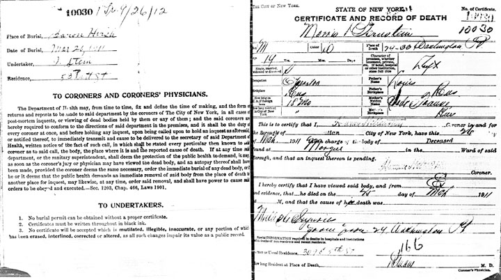 Morris Bernstein death certificate