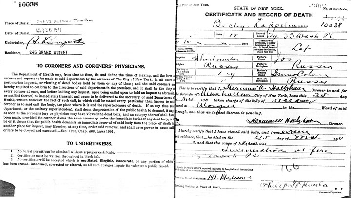 Morris Bernstein death certificate