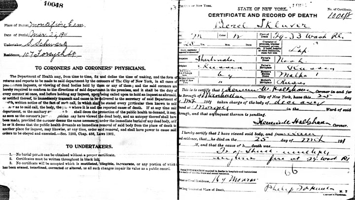 Morris Bernstein death certificate