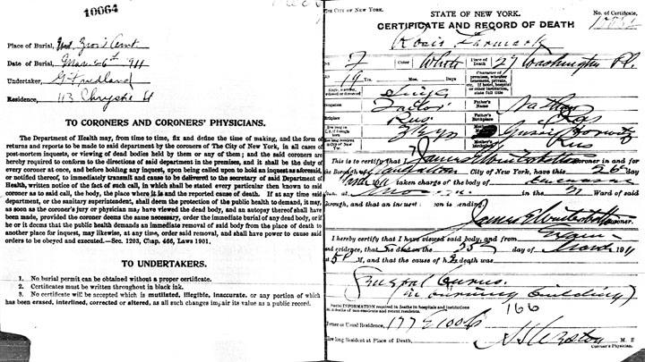 Morris Bernstein death certificate