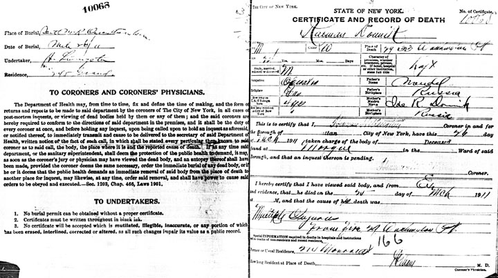 Morris Bernstein death certificate