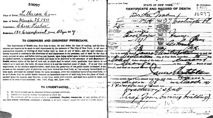 Morris Bernstein death certificate