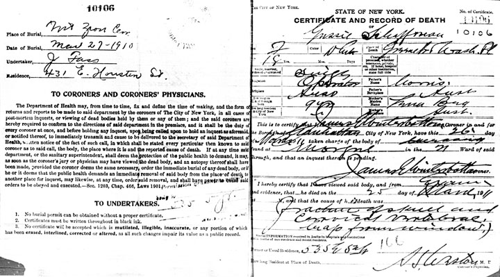 Morris Bernstein death certificate