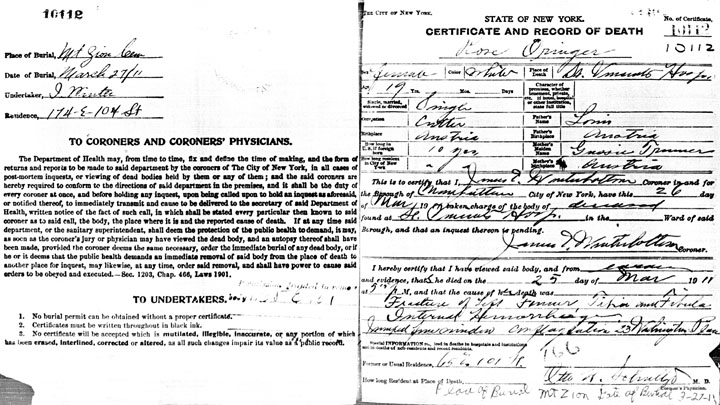 Morris Bernstein death certificate