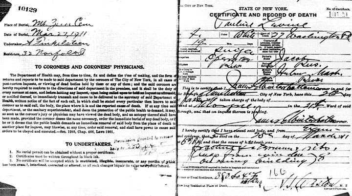 Morris Bernstein death certificate