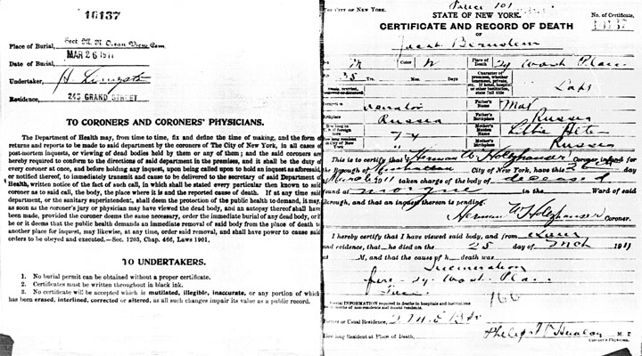 Morris Bernstein death certificate