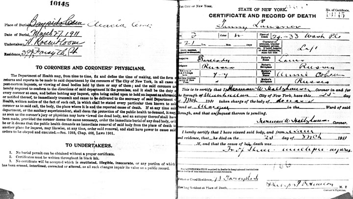 Morris Bernstein death certificate