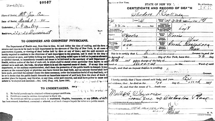 Morris Bernstein death certificate