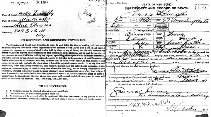 Morris Bernstein death certificate