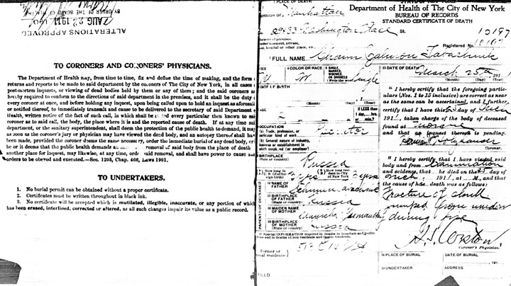 Morris Bernstein death certificate