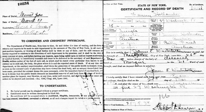 Morris Bernstein death certificate