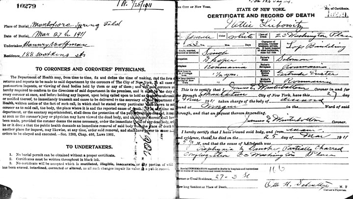 Morris Bernstein death certificate