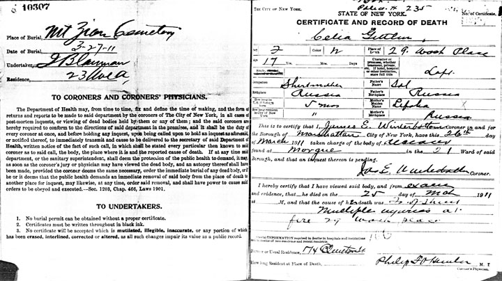 Morris Bernstein death certificate