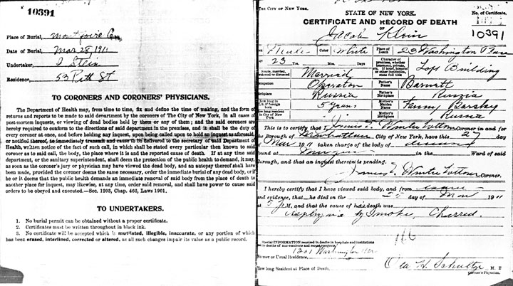 Morris Bernstein death certificate