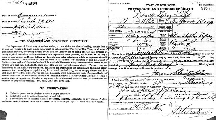 Morris Bernstein death certificate