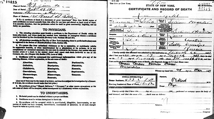 Morris Bernstein death certificate