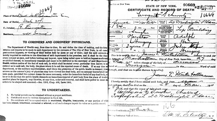 Morris Bernstein death certificate