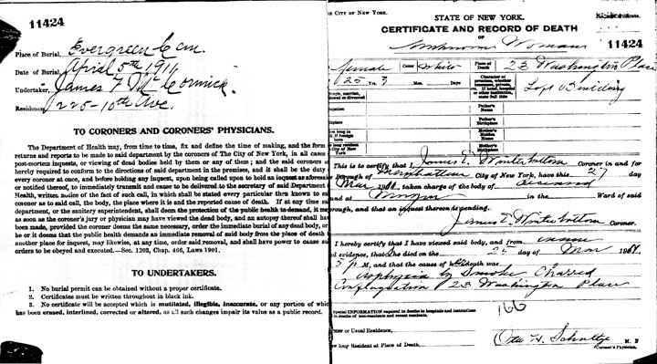 Morris Bernstein death certificate