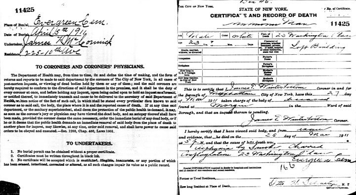 Morris Bernstein death certificate