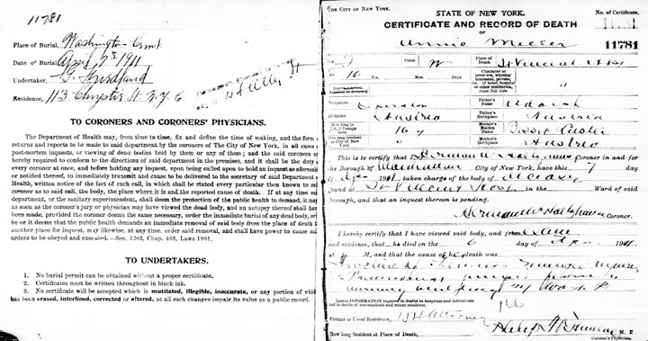 Morris Bernstein death certificate