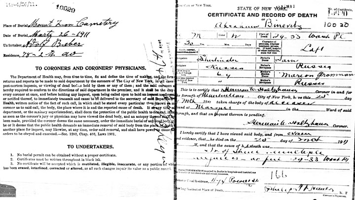 Abraham Binowitz death certificate