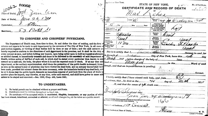 Max Lehrer death certificate