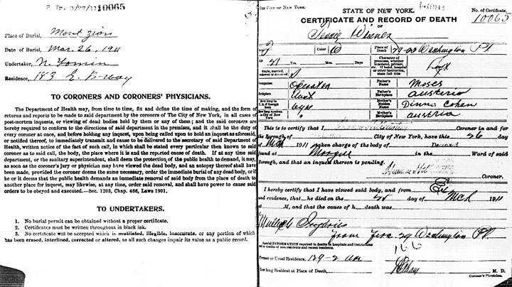 Tessie Weisner death certificate
