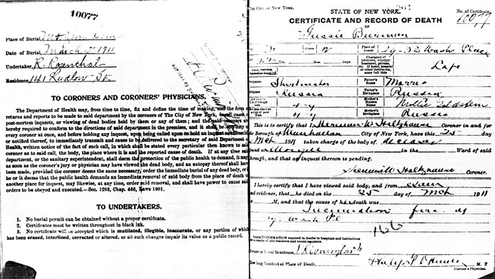 Gussie Birman death certificate