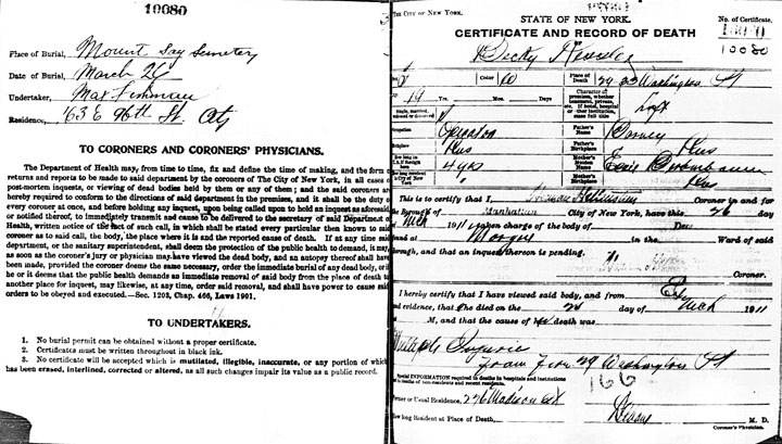 Beckie Kessler death certificate