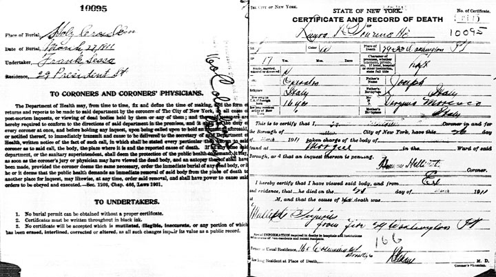 Laura Brunetti death certificate
