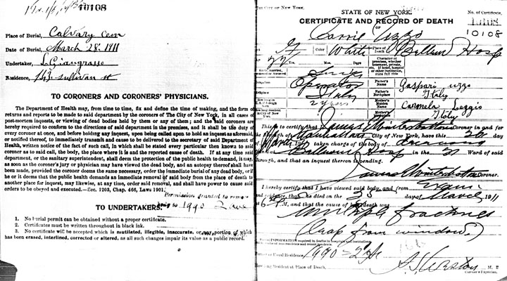 Catherine Uzzo death certificate