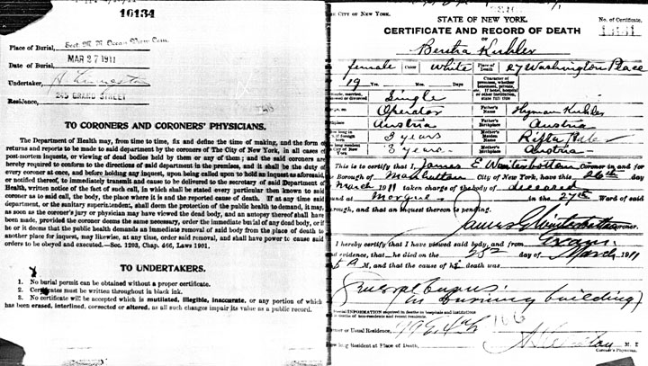 Bertha Kula death certificate