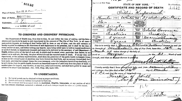 Tillie Kupferschmidt death certificate