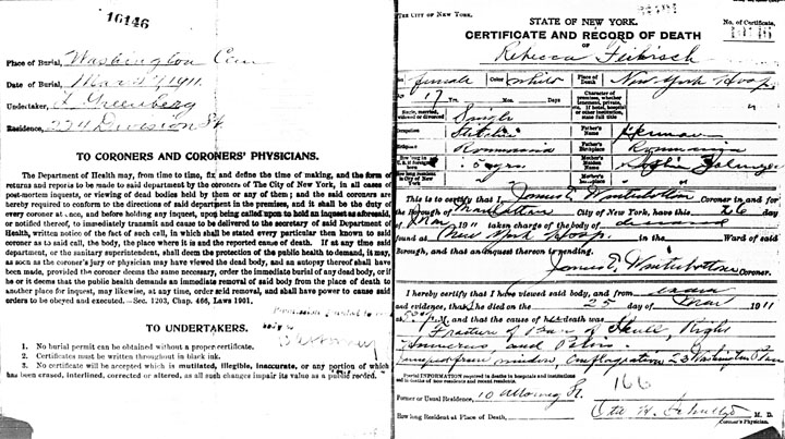 Rebecca Feibisch death certificate