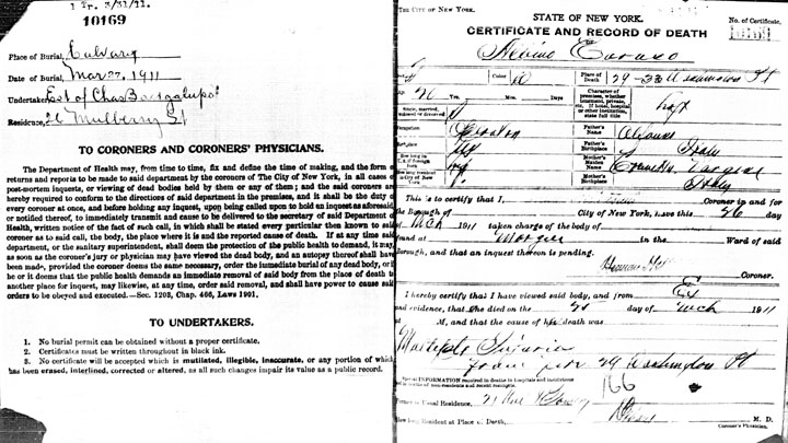 Albina Caruso death certificate