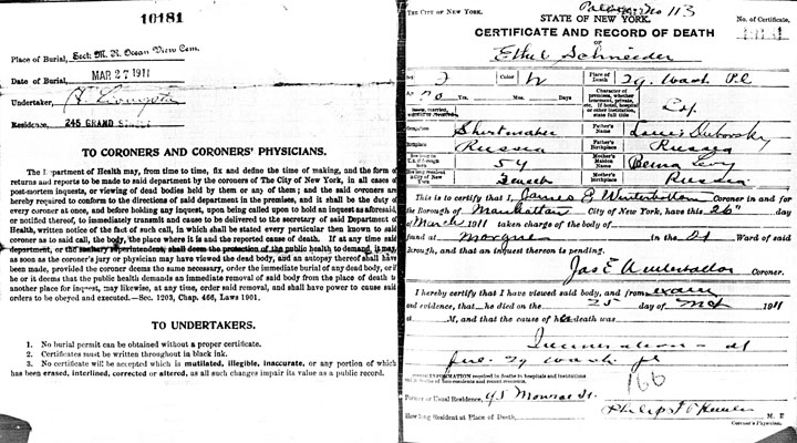 Ethel Schneider death certificate
