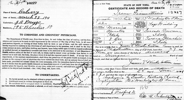Catherine Giannattasio death certificate