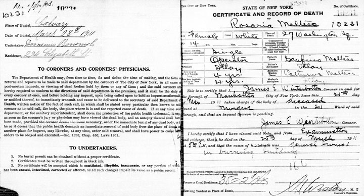 Rosaria Maltese death certificate