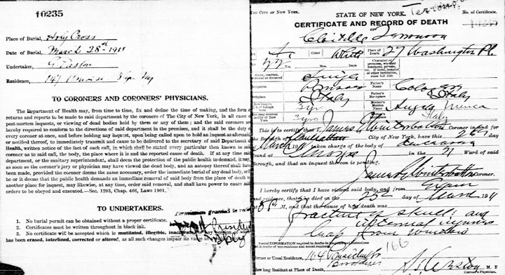 Clotilde Terranova death certificate