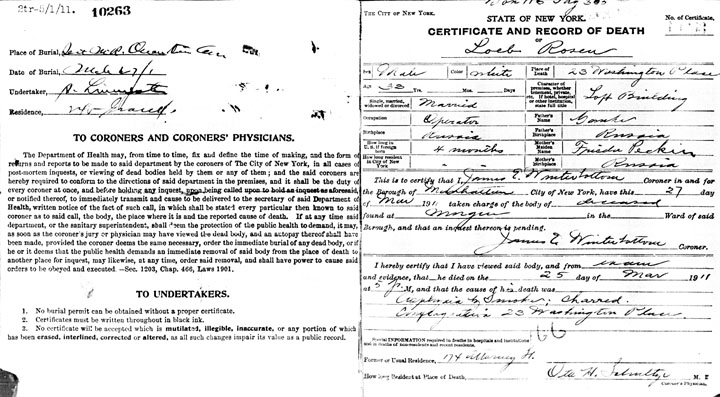 Louis Rosen (Loeb) death certificate