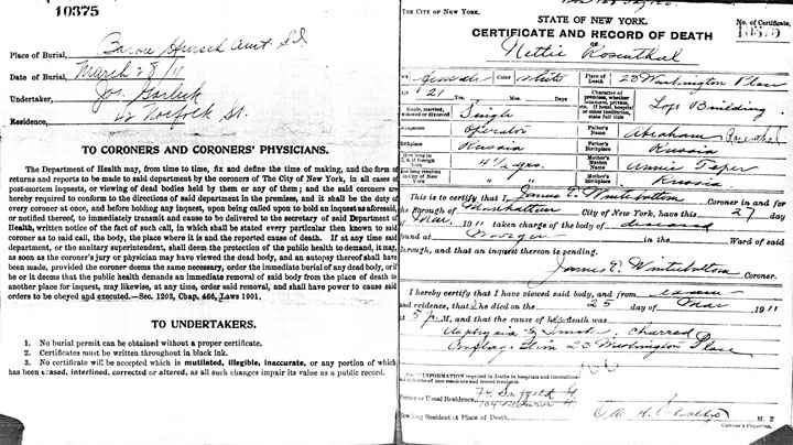 Nettie Driansky death certificate