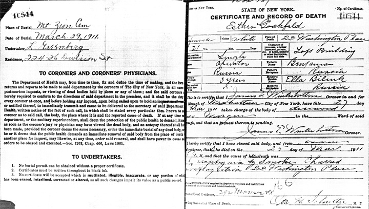 Esther Hochfeld death certificate