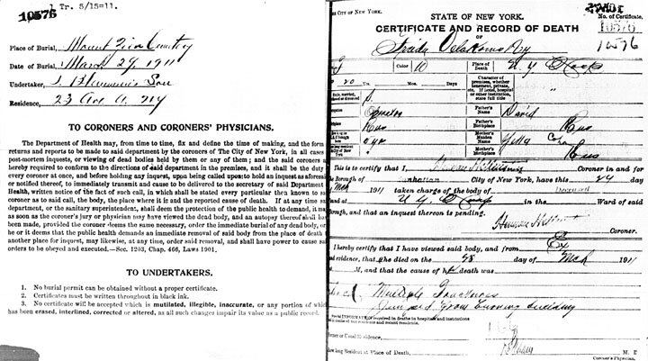 Frieda Velakofsky death certificate