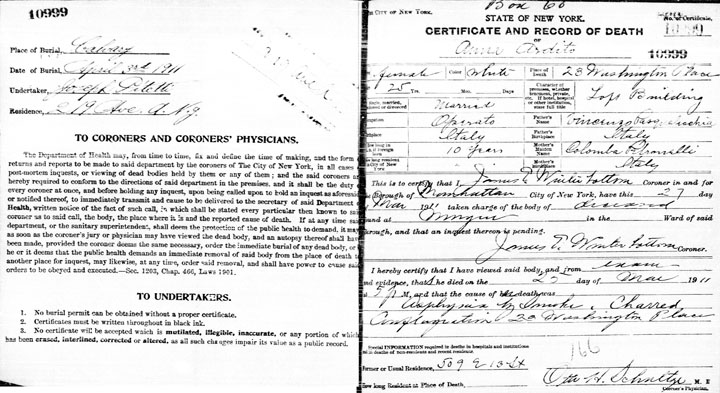 Annina Ardito death certificate