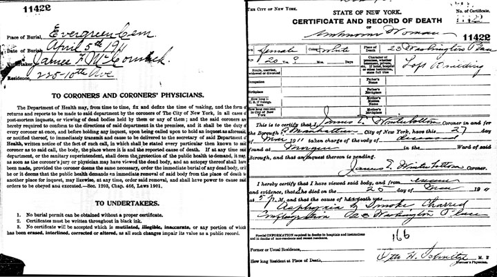Concetta Prestifilippo death certificate