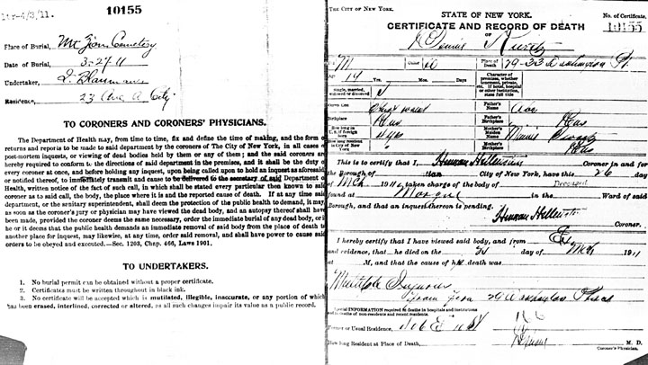 Morris Bernstein death certificate