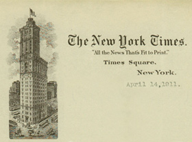 New York Times letterhead dated April 14, 1911