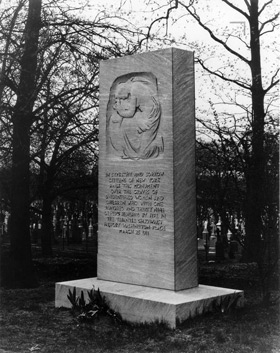 Monument in Evergreen Cemetery for the unidentified victims of the fire